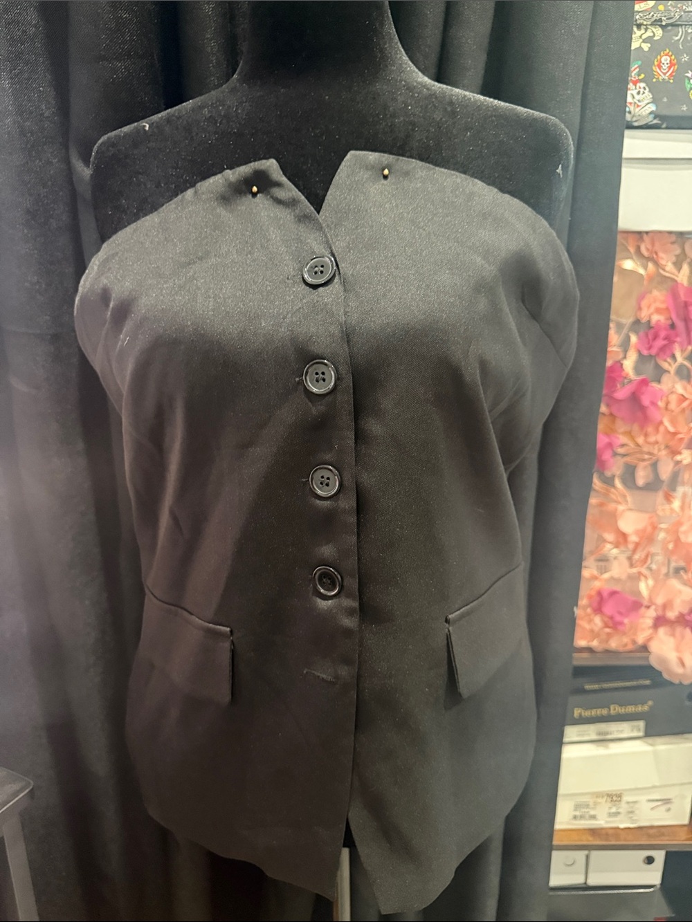Express Black Tube Top Strapless Button-Front Blazer Vest